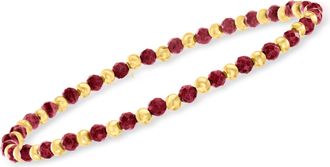 Canaria Canaria Ruby and 10kt Yellow Gold Bead Stretch Bracelet
