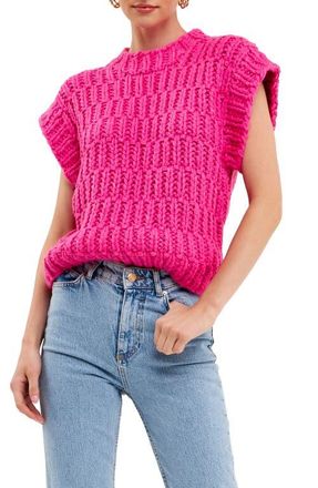 English Factory Chunky Cap Sleeve Sweater in Fuchsia at Nordstrom, Size X-Small