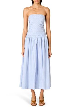 Nia Mulholland Strapless Cotton Midi Dress in Chambray at Nordstrom, Size Medium