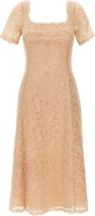 Ermanno Scervino Kleedjes, Dames, Roze, L, Polyester, Floral Lace Midi Dress