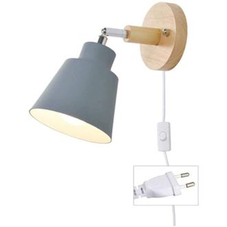 OEM Applique Da Parete Grigia Con Presa Elettrica E Interruttore, Stile Moderno Per Camera Da Letto O Soggiorno, Applique Vintage Retr&ograve;, Lampada Da Lettur