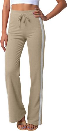 Generic Wide Leg Joggers for Women Elasticated High Waist White Stripe Running Casual Loose Sweatpants Activewear Trousers Tracksuit Bottoms Workout Gym Yoga 