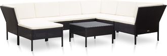 vidaXL Set Muebles De Jard&iacute;n 8 Piezas Y Cojines Rat&aacute;n Sint&eacute;tico Negro Vidaxl