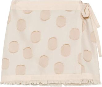SIMKHAI Bethany mini-rok met stippen en franje - Beige