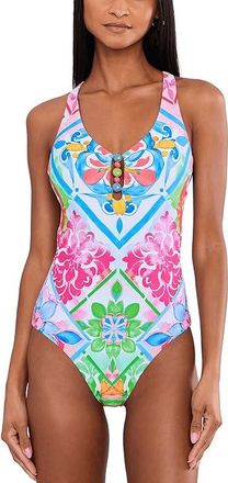 BECCA by Rebecca Virtue Mijas Gia Scoop Neck One-Piece Womens Swimsuits One Piece : MD, Nylon/Spandex