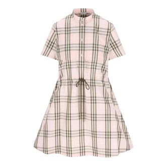 Burberry Shirt Dresses, female, Pink, Size: 3XS Check Cotton Dress