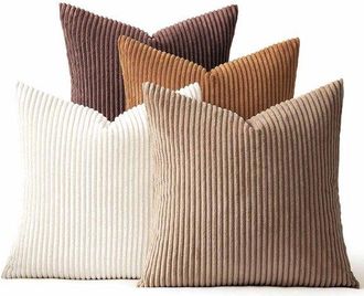 OEM Funda De Almohada - 45x45cm - Juego De 4 Piezas - Pana - Ideal Para La Sala De Estar - Estilo B