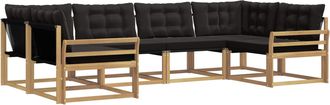 vidaXL Conjunto De Sof&aacute;s De Exterior 6 Uds. Blanco Y Negro Vidaxl