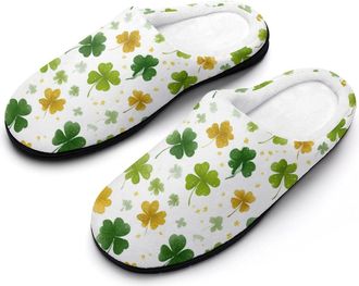 Generic Stpatricks Day Ireland Clovers Men Slippers Funny House Shoes Cotton Slipper for Indoor Outdoor