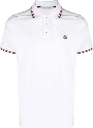 Moncler Logo Polo Shirt - Heren - Polos - Wit - S - Katoen - Tops