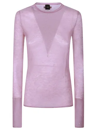 Pinko Pico Pink Wool-Blend Shimmer Sweater