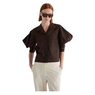 Meimeij Shirts, female, Brown, Size: L M6Pa06 Cotton Shirt