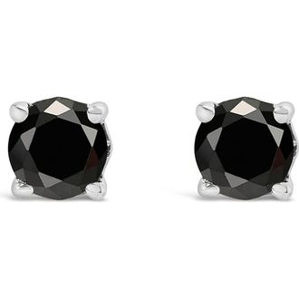 House of Brilliance 925 Sterling Silver 1/4 Cttw Black Diamond Solitaire Stud Earrings at Nordstrom