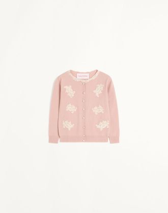 Valentino Cardigan Ricamato Con Inserti In Pizzo Donna ROSE MIST/AVORIO XXS