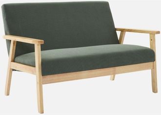 Sweeek Sweeek - Divano-panca a 2 posti, velluto a coste, gambe in legno