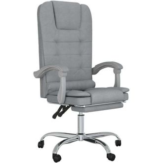 vidaXL Massage Reclining Office Chair Light Grey Fabric vidaXL