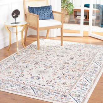 Safavieh Olympia Machine Made Area rug, Ivory / Navy Traditional Style Easy Care