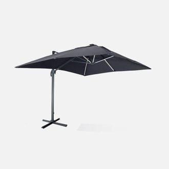 Sweeek 3x4m Premium Rectangular Cantilever Parasol With Integrated Led Lights in Grey