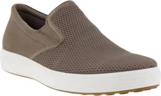 Ecco Mens Soft 7 Slip On Sneakers In Taupe/taupe/lion