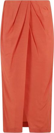 Tela Orange Draped Straight Skirt