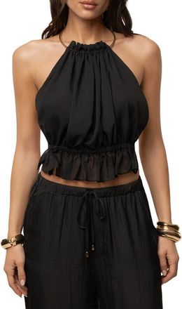 JLUXLABEL Moonlit Coast Halter Top in Black at Nordstrom, Size Medium
