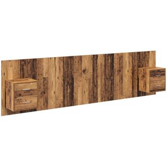 vidaXL Headboard with Cabinet 3 pcs Old Wood Engineered Wood vidaXL