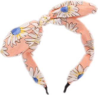 Generic Boho Wide Ribbon Bowknot Alice Headband Hairband Bunny Rabbit Ears Wire Bendy Bow (Daisy Peach Pink)