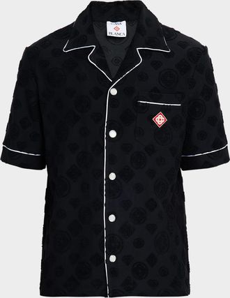 Casablanca Mens Towelling Monogram Short-Sleeve Shirt