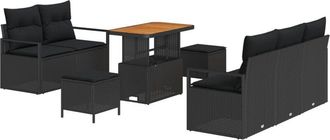 vidaXL Vidaxl - Garden Sofa Set with Cushion 8 pcs Black 90 x 55 x 71 cm
