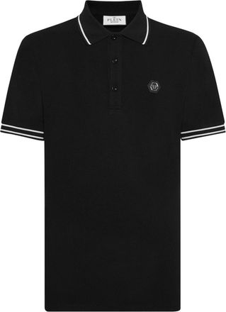 Philipp Plein logo-appliqu&eacute; cotton polo shirt - men - Cotton - XXXL - Black