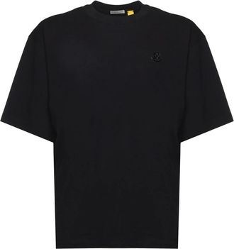 Moncler Zwarte Katoenen Jersey T-shirts en Polos - Heren - T-shirts - Zwart - L - Katoen - Tops