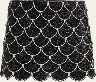 Alice & Olivia Rubi Embellished Scallop Micro Mini Skirt