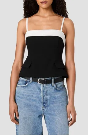 French Connection Azra Foldover Camisole in Black/porcelain Cream at Nordstrom, Size 10