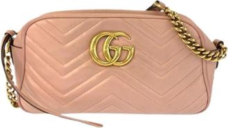 Gucci Pre-owned Cross Body Bags, female, Pink, Size: ONE SIZE Pre-owned GG Marmont Leather Shoulder Bag
