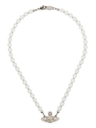 Vivienne Westwood Choker Messaline con motivo Orb - Bianco