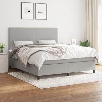 vidaXL Vidaxl - Cama Box Spring Con Colch&oacute;n Tela Gris Claro 160x200 Cm