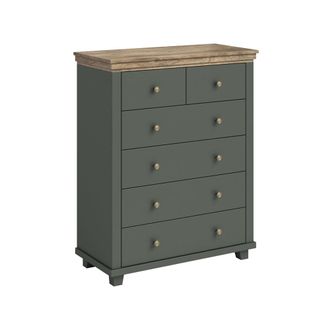Petits Meubles C&oacute;moda de 6 cajones estratificado verde marr&oacute;n