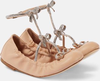 Rene Caovilla Caterina bow-detail leather ballet flats
