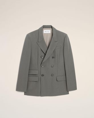 Ami Grey New Wool Double Breasted Straight Jacket Grey - 46 - for Men