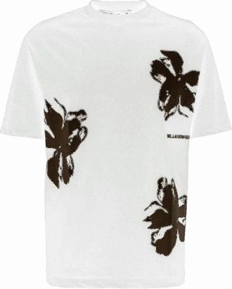 Karl Lagerfeld Mens Flower Logo White T-Shirt - Size: 36