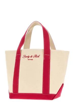 Sporty & Rich Mens Melange Sand Canvas Shopping Bag Naturalrubyruby Exterior: Cotton Borse A Mano