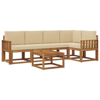 vidaXL Conjunto De Sof&aacute;s De Exterior Con Coj&iacute;n 6 Pcs Natural Y Beige Vidaxl