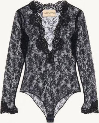 Valentino Body In Pizzo Stretch Donna NERO XL