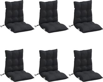 vidaXL Cojines Para Silla Con Respaldo Bajo 6 Uds Tela Oxford Negro Vidaxl