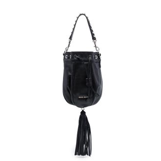 Miu Miu Pre-owned Miu Miu Nappa Crystal Embellished Handle Bucket Bag Ladies W10UWMM8GBW2AE1W