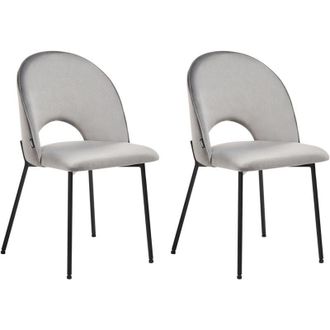 Beliani Beliani - Set of 2 Grey Velvet Dining Chairs Retro Glam Black Legs Covelo