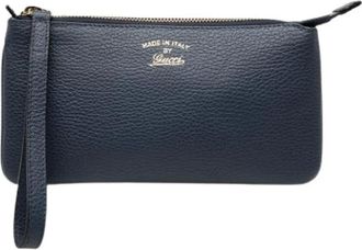 Gucci Pre-owned Clutches, female, Blue, Size: ONE SIZE Pre-owned Vintage Pouch