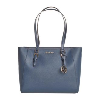 Michael Kors Tassen, Dames, Blauw, ONE Size, Leer, Convertible Lederen Tote Bag