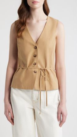 Rag & Bone Paulette Tie Waist Vest in Fawn at Nordstrom, Size 10
