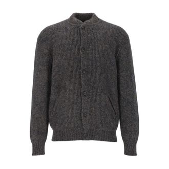 Giorgio Armani Cardigan in Mohair a Coste con Girocollo - - Knitwear - Uomo - Grigio - L
